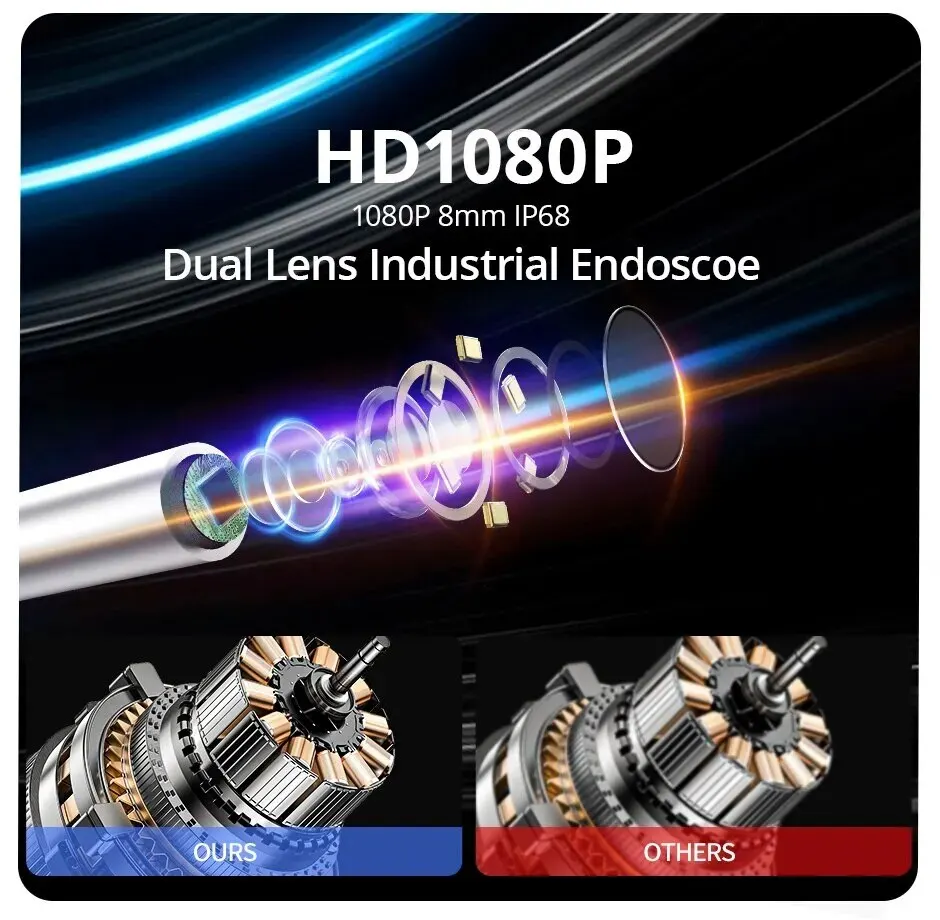 Industrial Endoscope Camera 1080P 4.3 "Single Lens HD1080P Car Inspection Borescope IP68 Waterproof Sewer Camera With HD LED