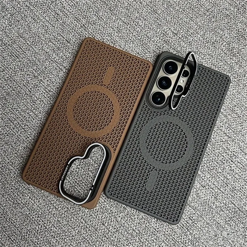 Luxury Breathable Mesh Magnetic Stand Cooling Shockproof Holder Case