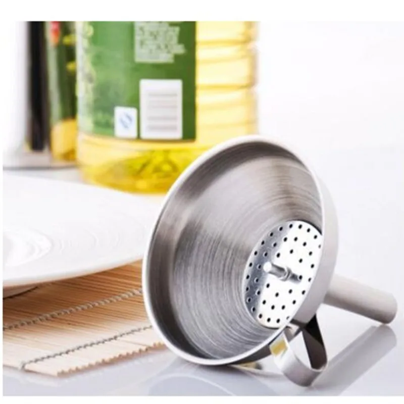 

8/10.5/12.5/14.5/16.5cm Stainless Steel Funnel kitchen with bracket Oil conical funnel Sugar syrup dispenser ,high quality