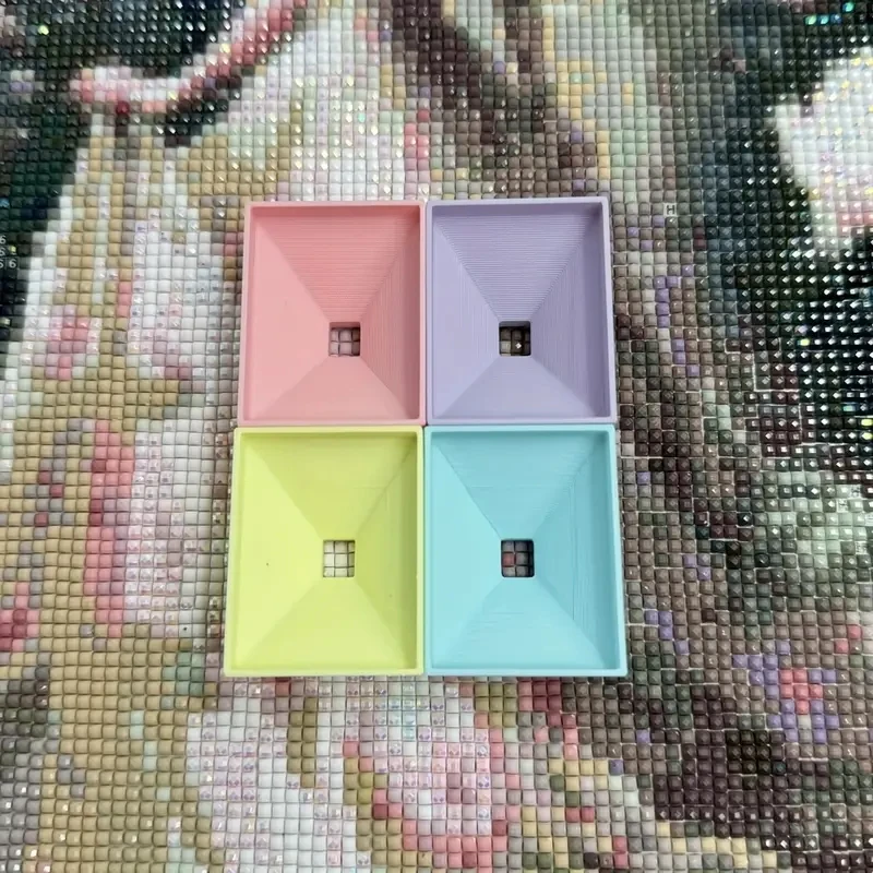 HOMFUN 4pcs/Set 5D Diamond Painting Drills Funnel for Square Storage Container Drill Tray Box Embroidery Art Accessories Tool
