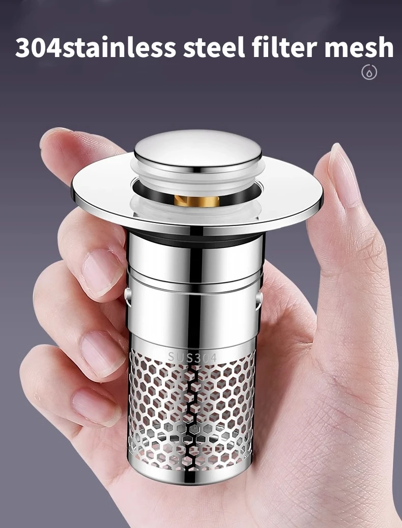 Description Picture 4 of itemWashbasin Drain Filter Pop-Up Bounce Core Stopper Hair Catcher Shower Sink Strainer Kitchen Bathroom Accessory