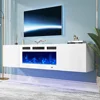 Floating TV Stand with 36Electric Fireplace, Wall Mounted Fireplace Entertainment Center with Storage70TV Console with Fireplace 2