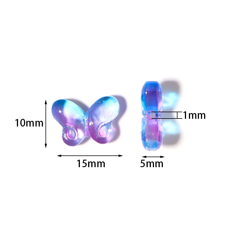 Colorful Glass Butterfly Lampwork Beads - 50pcs for Jewelry Making & DIY Accessories