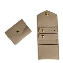 Chic Mini Microfiber Jewelry Organizer Pouch with Snap Button Closure (Camel)