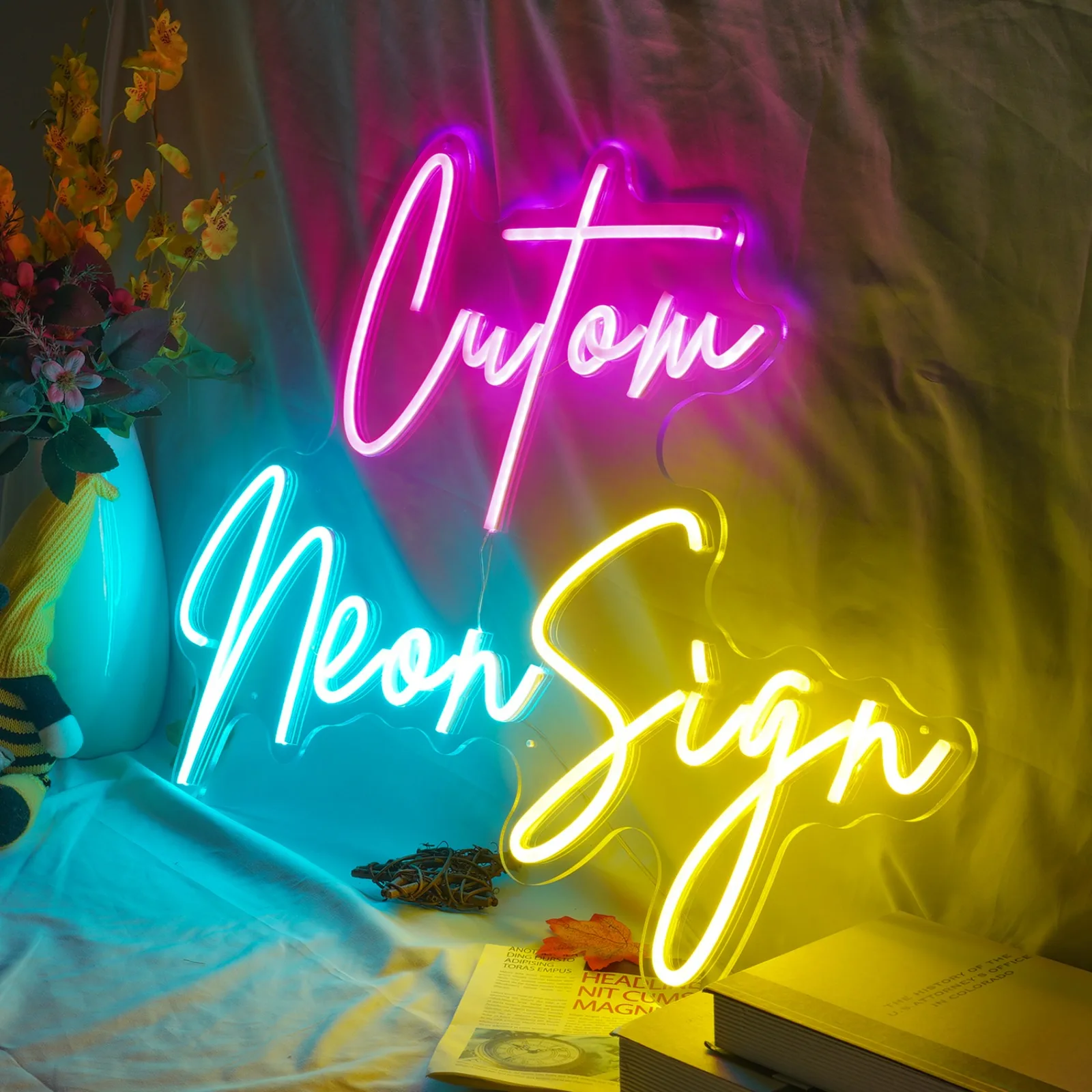 Description Picture 3 of itemCustom Led Name Neon Advertising Sign Neon Light Number Beauty Salon Room Decor Flexible Lights Wedding Wall Lamp 11 Colors