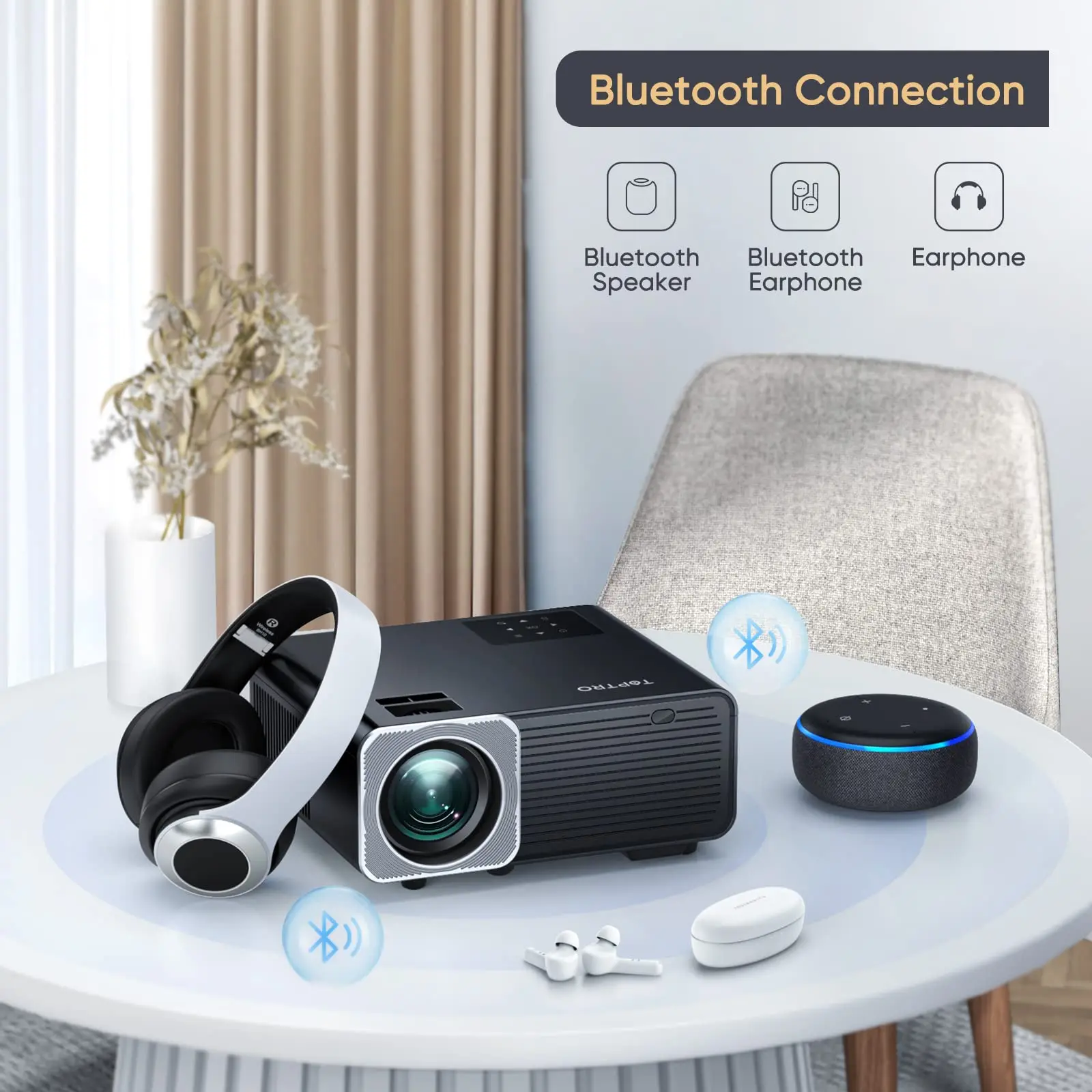 Mini projecteur Tr25 WiFi Bluetooth projecteur 9500 Lumens projecteurs  portables prise