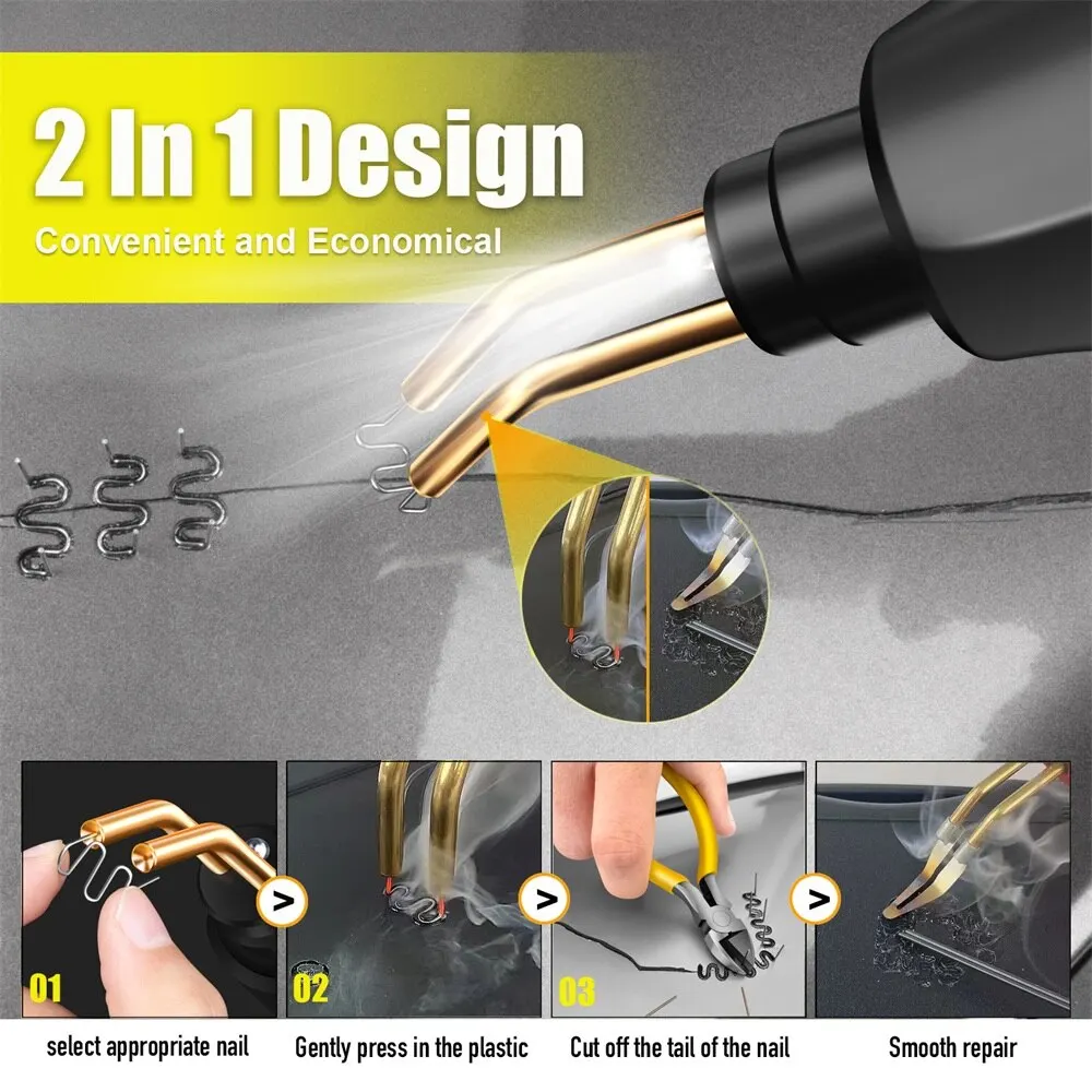 Plastic Welder Kit for Bumper Repair Hot Stapler Welding Gun Plastic Welding Repair Kit with 4 Types Staples Plastic Repair DIY