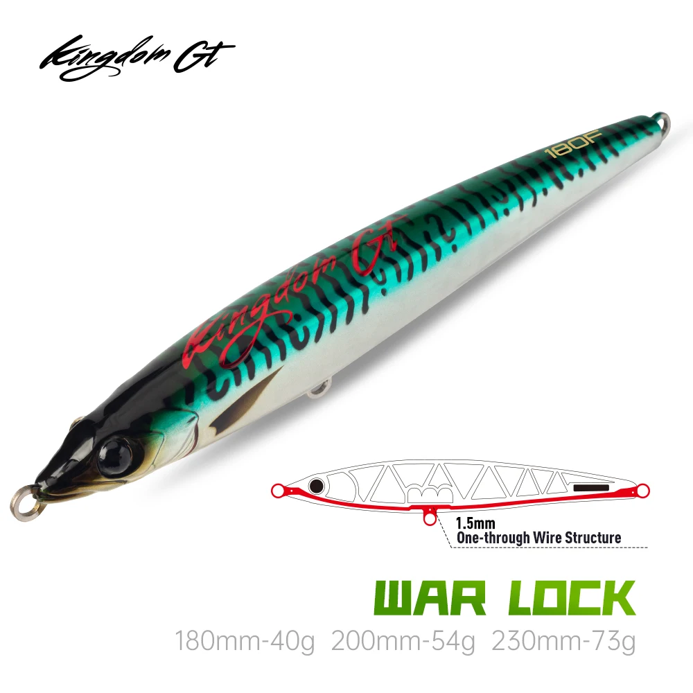 KINGDOM Sea Fishing Lure Topwater Pencil GT, 40g 54g 73g 180mm 200mm 230mm Floating Hard Artificial Bait for Tuna