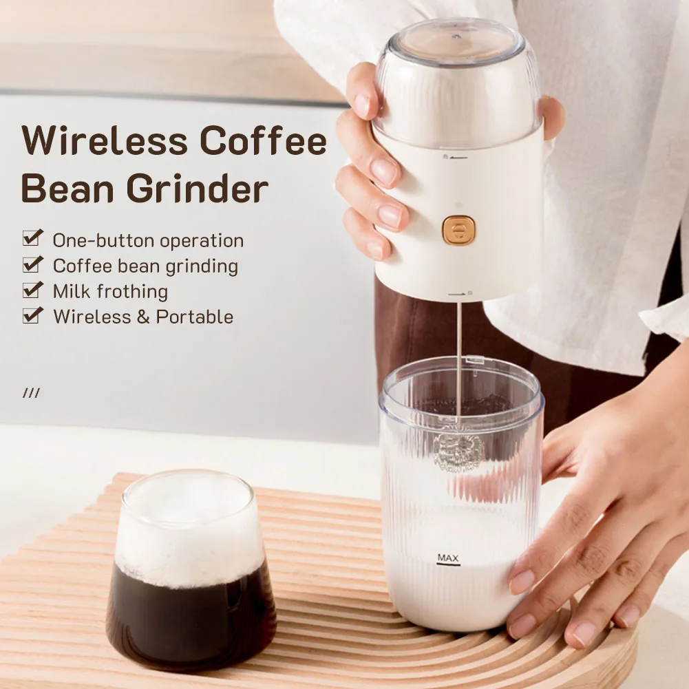 

Portable Electric Coffee Grinder Wireless Milk Frother Egg Beater USB Rechargeable Milk Foam Maker Coffee Cup For Home Travel