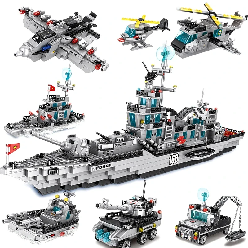 

1682pcs 29in Military Battleship Bricks Missile Destroyer Aircraft Carrier Warship Building Blocks Construction Toys Kids Gifts