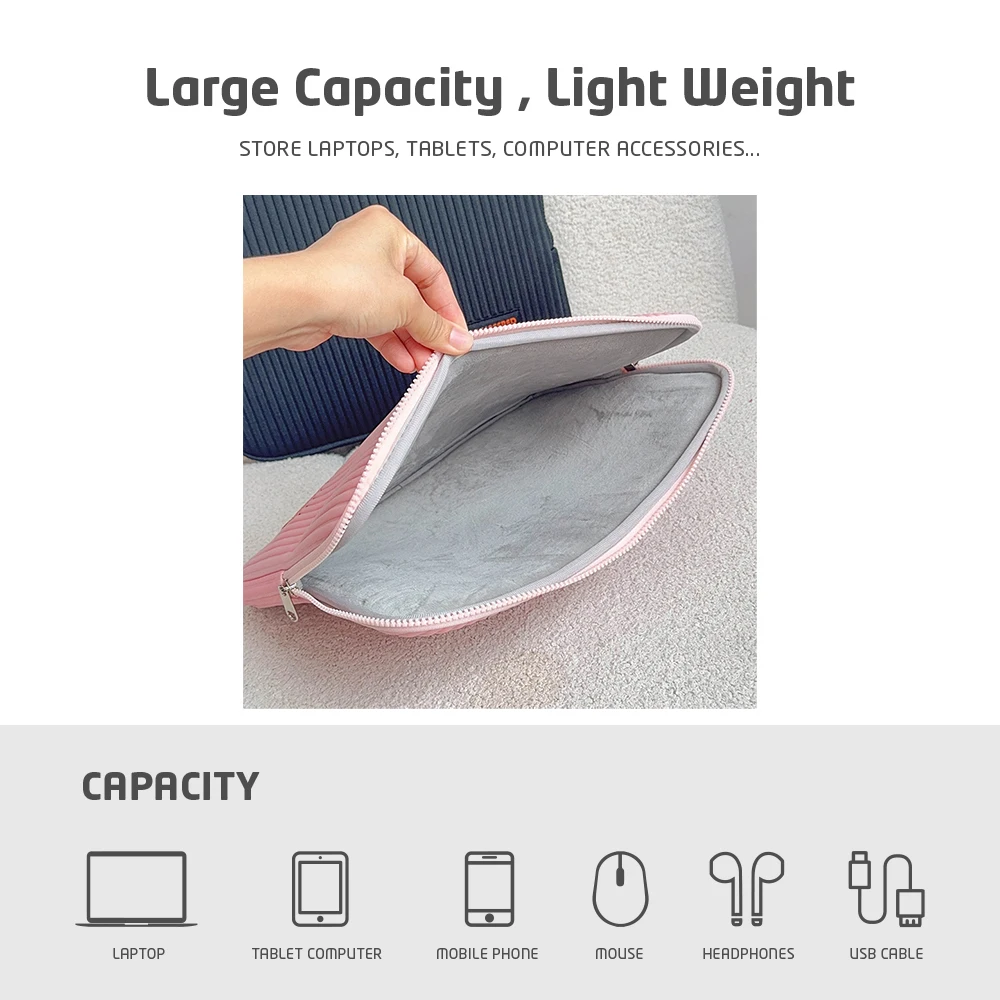 Laptop Sleeve for Women – Shockproof Bag for Xiaomi, Lenovo, Dell, and MacBook (Air/Pro) – Fits 13, 14, 15 & 15.6 Inch Notebooks - 3