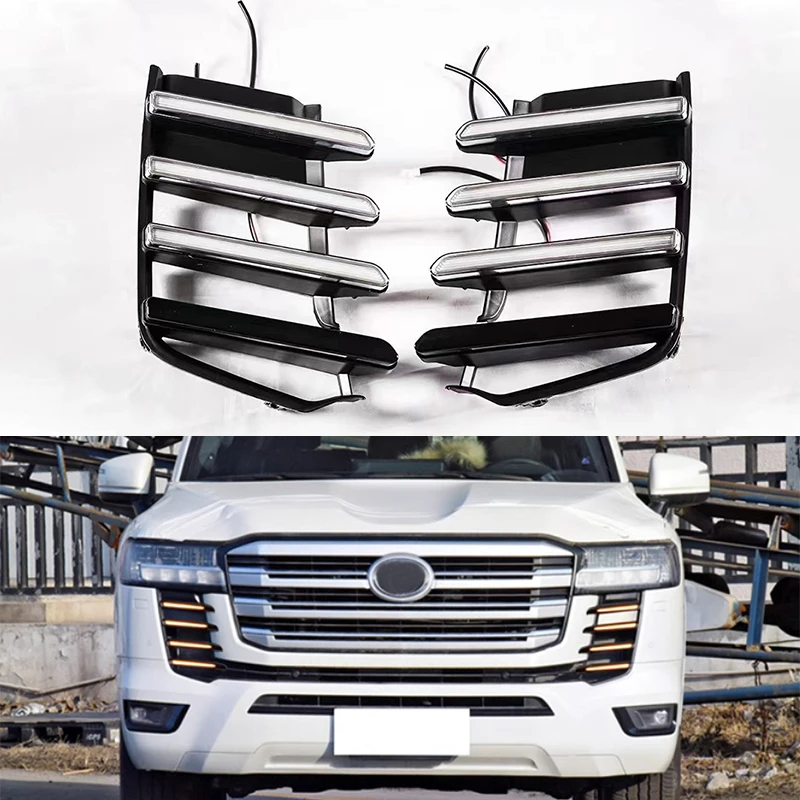 

Daytime Running Light Fit for Toyota Land Cruiser LC300 22-23 Three Colour Car Fog Lamp Dynamic Signal Turn LED DRL Day Light