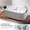 59" Freestanding Whirlpool Bathtub,Acrylic 8 Hydromassage Jets Tub,59" x 30", 560W, Middle Drain, ETL Certified 3