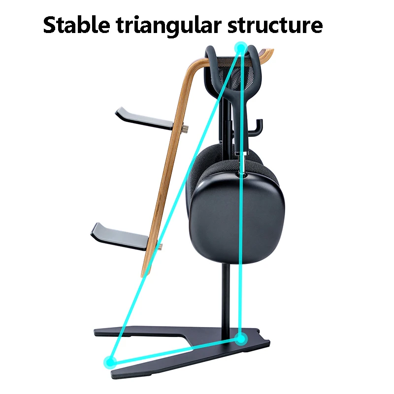  Multifunctional Headphones Stand Gaming Handle Holder Hanger Solid Wood+Meal Gaming Headset Desktop Bracket for PS5/PS4/XBOX