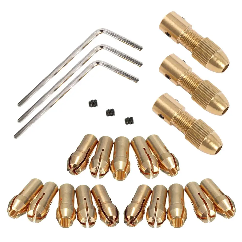 7pcs 2/ 2.35/3.17/4.05/5.05mm Brass Dremel Collet Mini Drill Chucks For Electric Motor Shaft Drill Bit Tool Drill Chuck Adapter