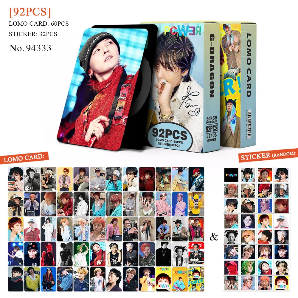 92Pcs/Set BIGBANG Idol Boy New Series Lomo Cards G-DRAGON