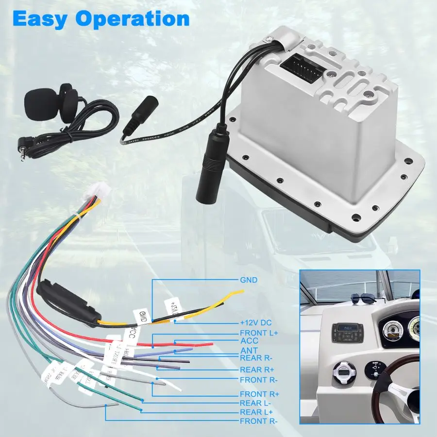 Upgrade Marine Stereo Boat Radio Waterproof Bluetooth FM AM Digital Media Audio Player For Yacht Gauge ATV UTV Cart Motorcycle