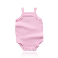 Summer 0-48M Baby Girl Clothes  Cotton Material Vest Baby Jumpsuit Solid Color Soft And Comfortable Newborn Baby Bodysuit 3