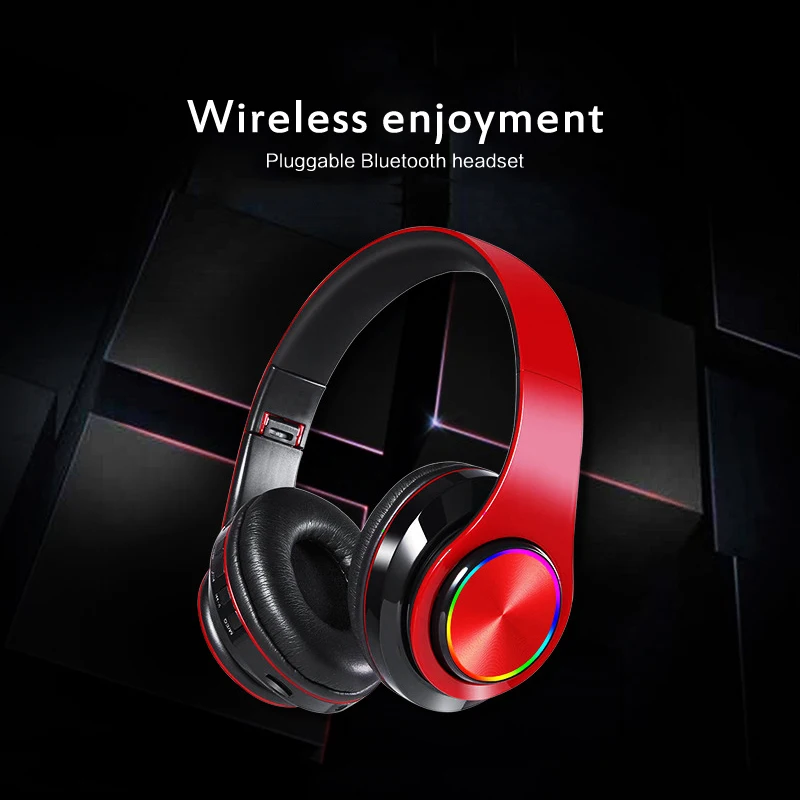 

For Xiaomi Wireless Headphone LED Light Headphone Bluetooth 5.0 with Microphone Foldable Headphone HiFi Fashion Headphones