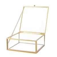 Hexagon Transparent Glass Jewelry Box Wedding Ring Box Geometric Clear Glass Jewelry Organizer Holder Tabletop Container 1