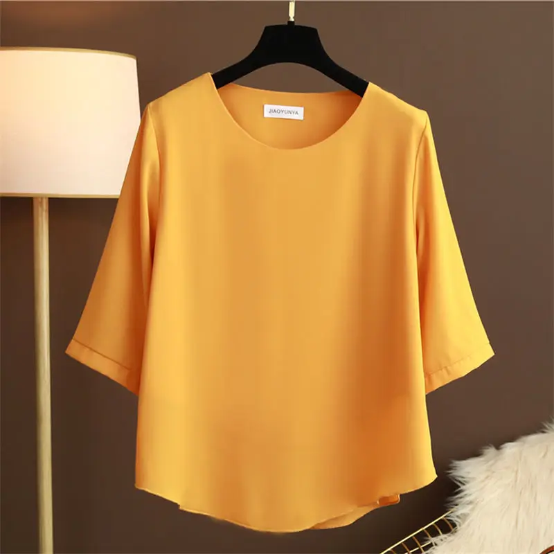 Short Shirt Design Simple Chiffon Tops Fashion Women Chiffon