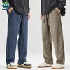OUSSYU Brand Autumn Winter Men's Stripe Corduroy Pants Elastic Waist Drawstring Straight Thick Outdoors Loose Casual Trousers 1