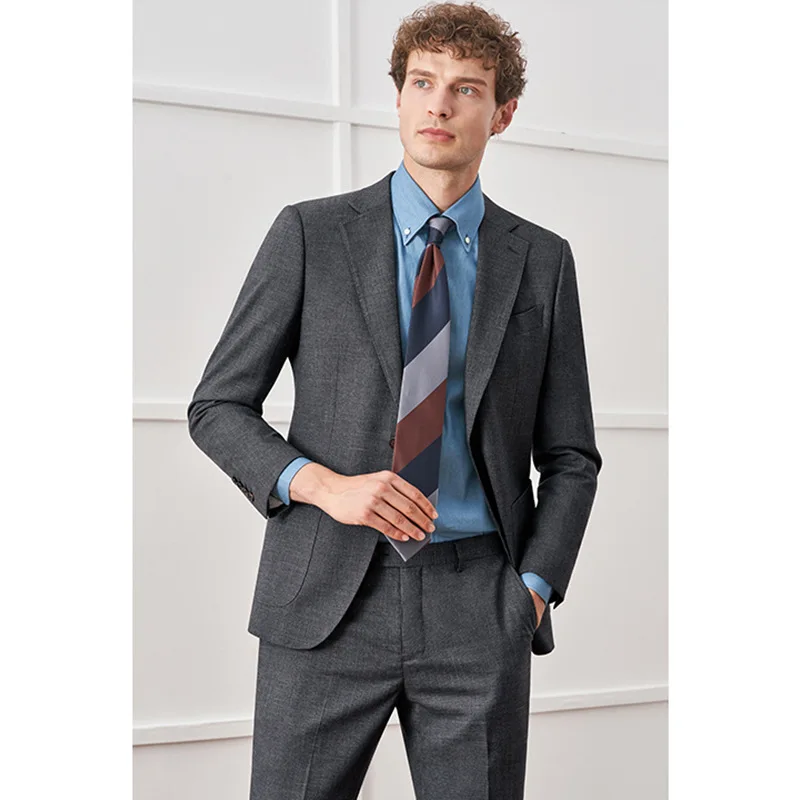 Summer Men's Suits Blazer Solid Color Single Breasted Stand Lapel Chic Outfits 2 Piece Jacket Pants