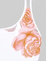 Rosegal Womens High Waist Rose Print Plus Size & Curve Modest Tankini Swimsuit - Image 3