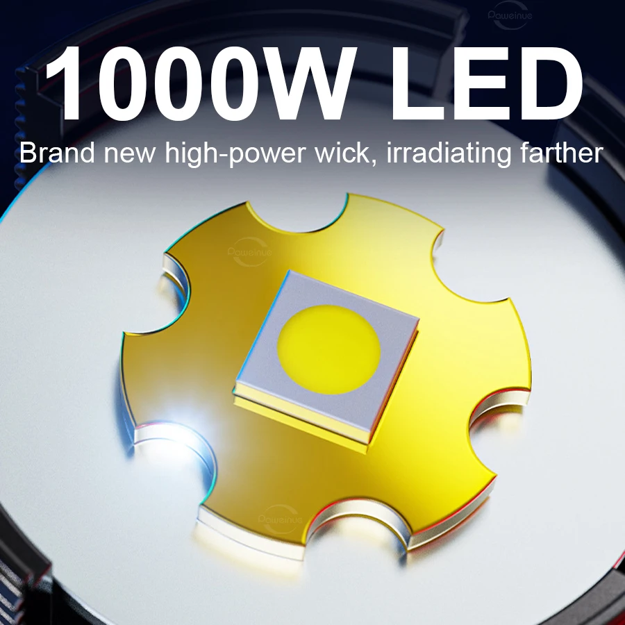 Description Picture 6 of item100000 Lumens High Power Flashlight Built in Battery Torch Outdoor Tactical Flashlight Emergency Spotlight Most Powerful Lantern