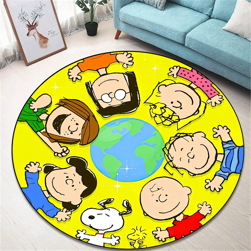 

Snoopy самая популярная анимационная круглая ковровая дорожка для гостиной, коврики для кемпинга и пикника, Противоскользящий коврик, коврик для йоги, подарки