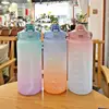 2L Water Bottle With Straw Time Marker Plastic Water Cup Large Capacity Frosted Outdoor Sports Bottles botella de agua 2 litros 2