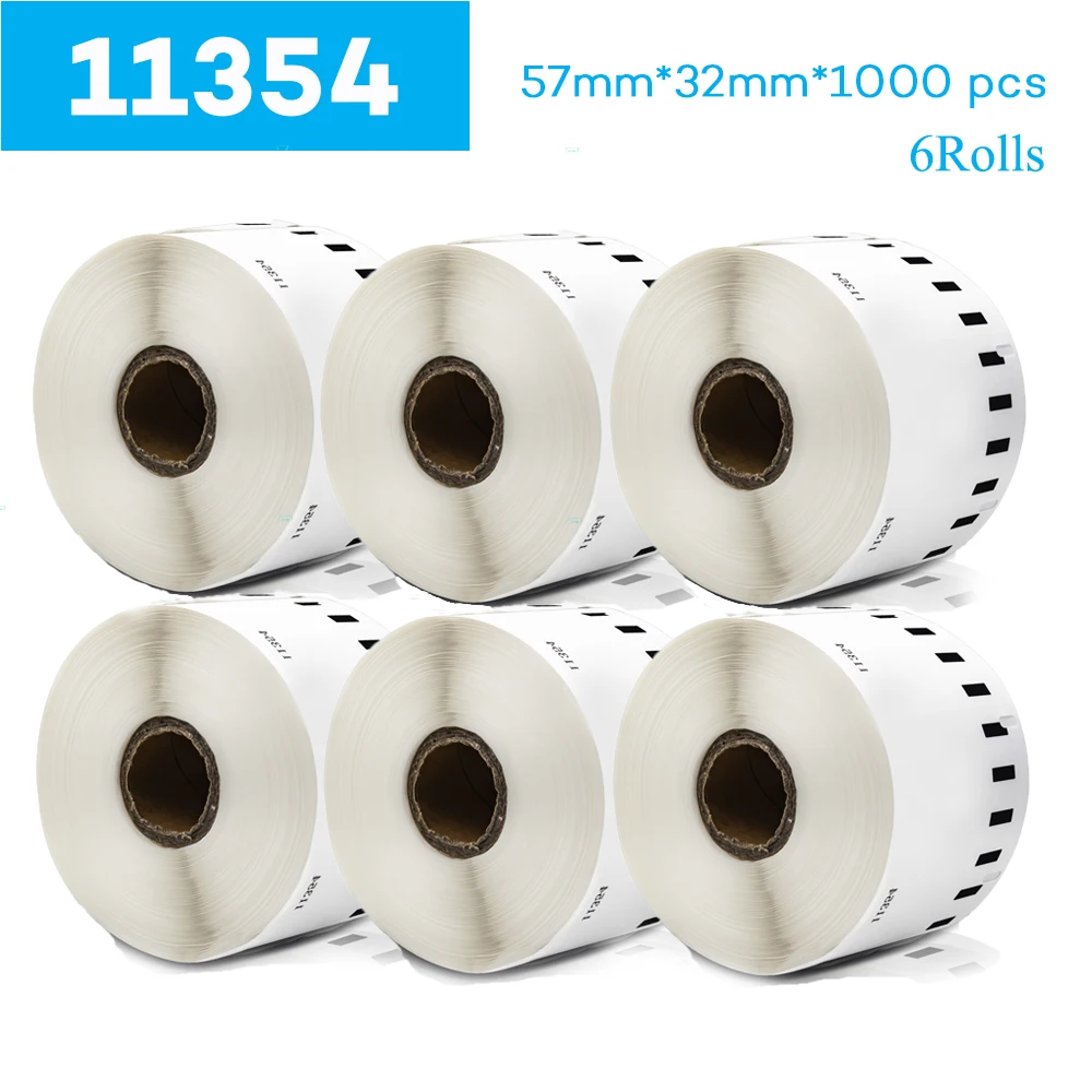 Rolos Compatíveis Dymo Etiquetas 11354 Rolo Papel 57 mm 32 mm 1000 Peças para Dymo Labelwriter Lw450 450 Turbo Impressora de Etiquetas 6
