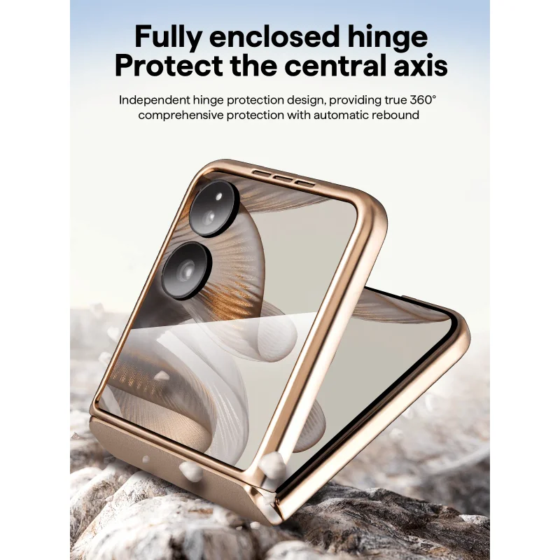 Luxury Leather Flip Case with Auto-Rebound Hinge and Moisture-Proof Plated Finish