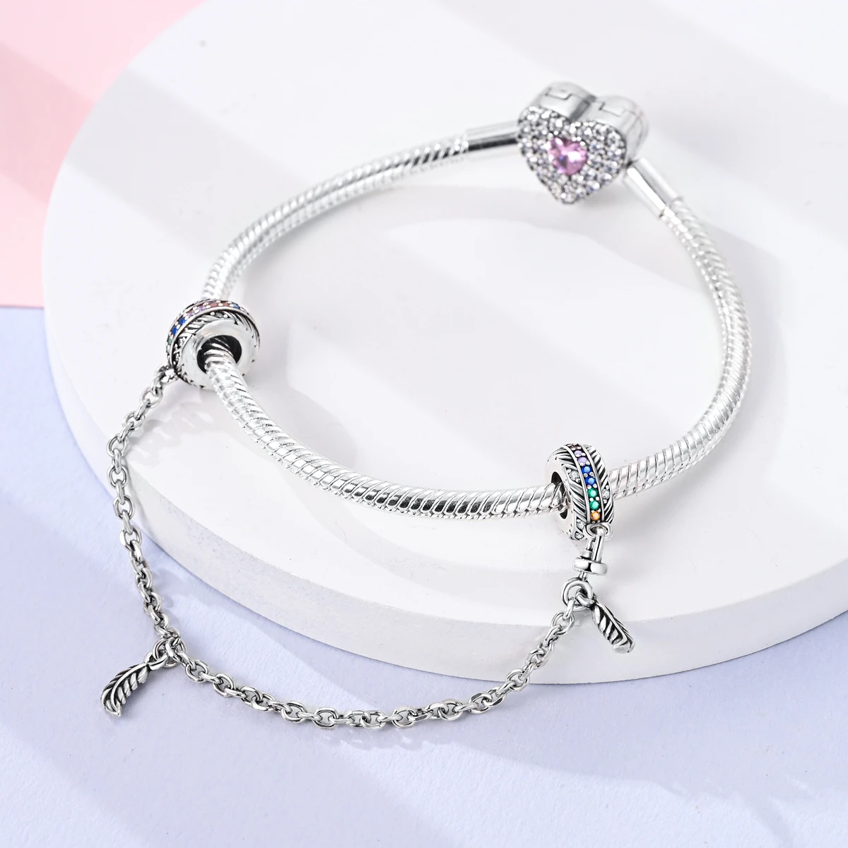 Safety Chain Clasp 925 Silver CZ Pave Clip Charms Fit Original Pandora Bracelet Necklace DIY For Women Making charm jewelry sterling silver jewelry beads charms sterling silver beads silver charm bead charm bead beads jewelry sterling silver beads charm loose gemstone jewelry silver charm bracelet