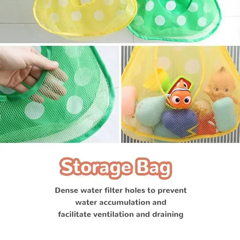 Toy Storage Bag Organize Water Toys Game Bag For Kids Strong Suction Cups Durable Polyester Perfect Gift for Xmas Duck Frog Bath