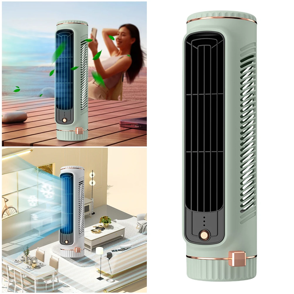Tower Fan USB Charging Portable Air Conditioner Bladeless Summer Fan Wireless Desk Fan for Home Bedroom