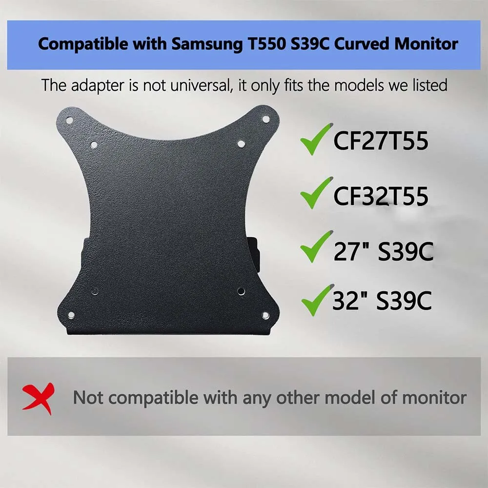Samsung Monitor VESA Adapter Bracket - Compatible With CF27T55, CF32T55, S39C Curved Display Series