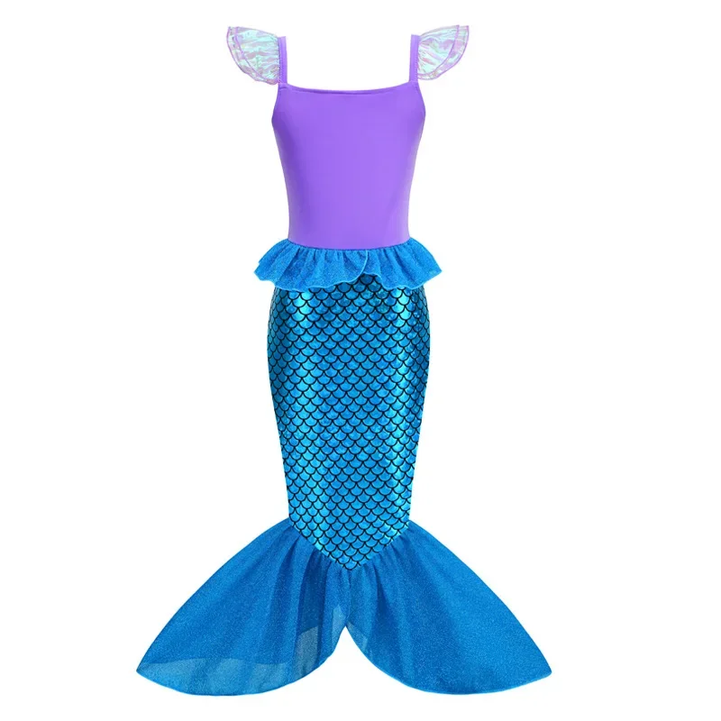 4-8 Years Little Mermaid Cosplay Costume Girl Halloween Siren Ariel Disguise Kid Princess Party Role Play Dress for Girl