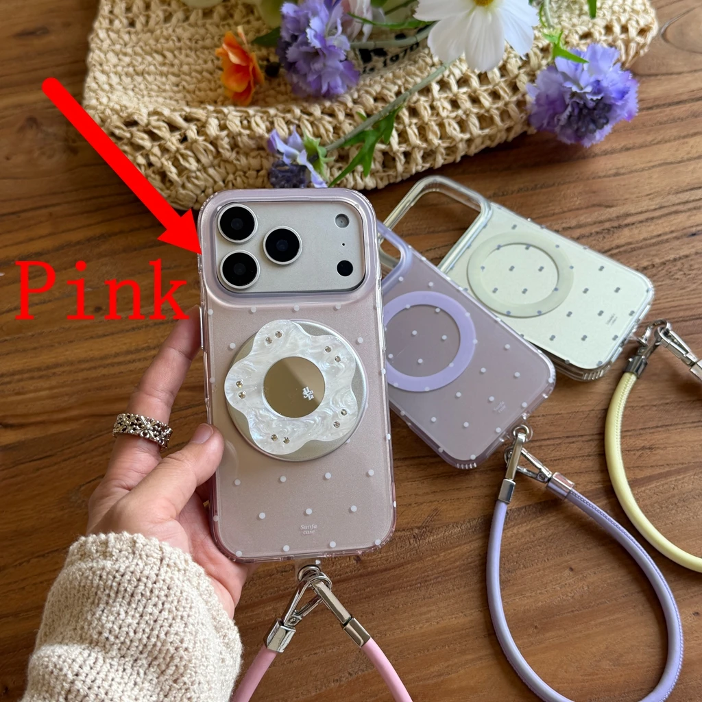 غطاء هاتف لاسلكي مغناطيسي بتصميم منقط غير لامع مع...