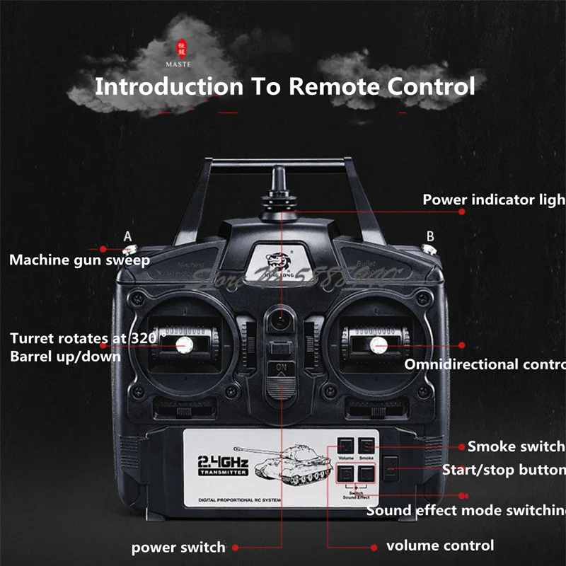 Omnidirectional Drive Metal 65CM Oversized T-72 Remote Control Tank 1:16 Launch Bullet Smoke Sound Barrel lift Electric RC Tank 2