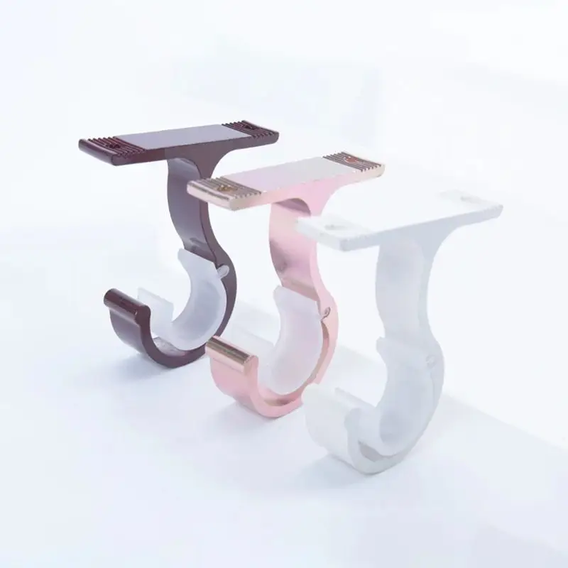 1 Pair Curtain Rod Brackets Aluminum Alloy Wall & Ceiling Mount Single Curtain Rod Holder Bracket