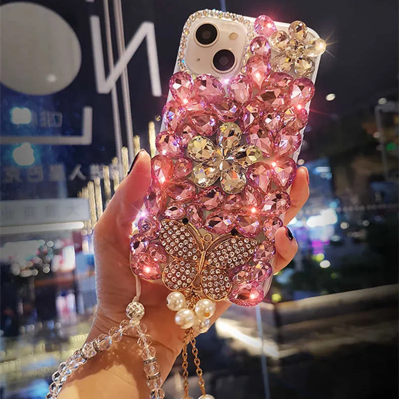 Diamond Rhinestone Lanyard Phone Case - Elegant Protective Cover