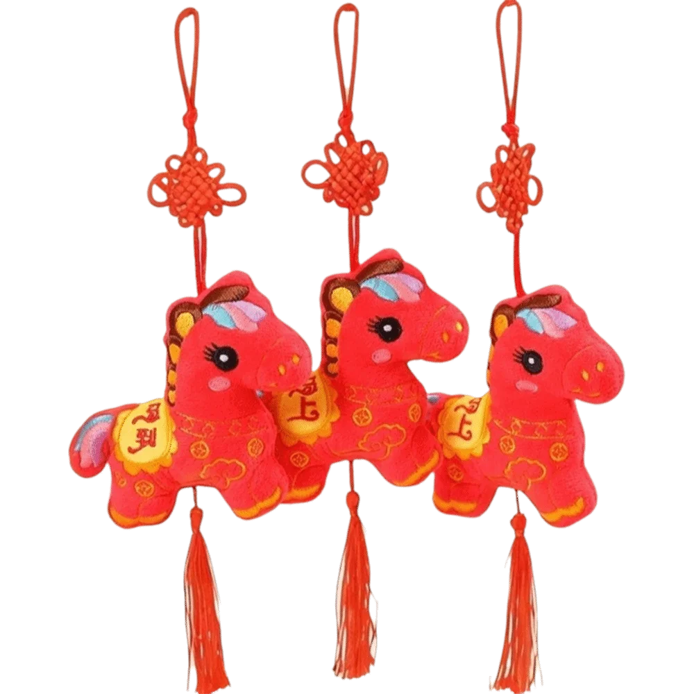 Zodiac Year Of The Horse Pendant Traditional Red Spring Festival Tassel Pendant Best Wishes Good Fortune