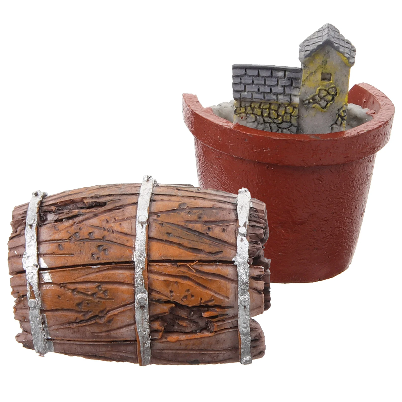 

2 Pcs Models Dollhouse Gardening Resin Flower Pot Flowerpot Moniature Crafts Countertop Decor Mini Figures