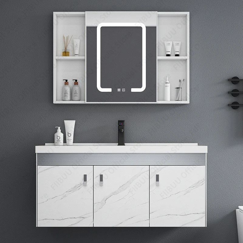Modern Luxury Bathroom Vanity Large Capacity Washbasin Vanity Cabinet Wall Mount With Sink Integrated Bathroom Storage Furniture 6