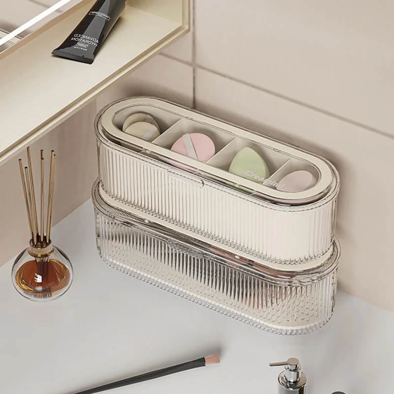 Creative Makeup Storage Box Dustproof and High-end Dressing Table Organizer Box for Home Cotton Make-up Brush 4