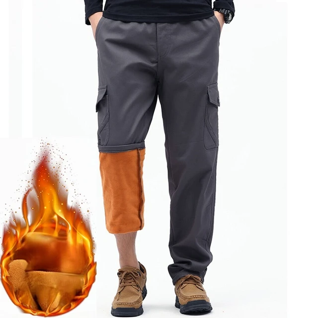 Winter Thick Warm Fleece Pants Men Streetwear - 2023 New Multi-pockets  Winter - Aliexpress