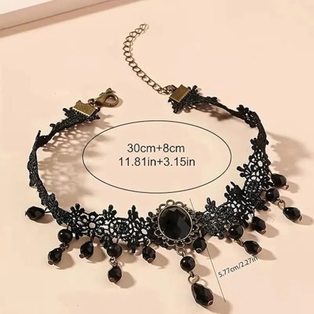Elegant Black Lace Bowkot Choker Necklace Gothic Collar Necklace Vintage Choker Short Chain Necklace Jewelry