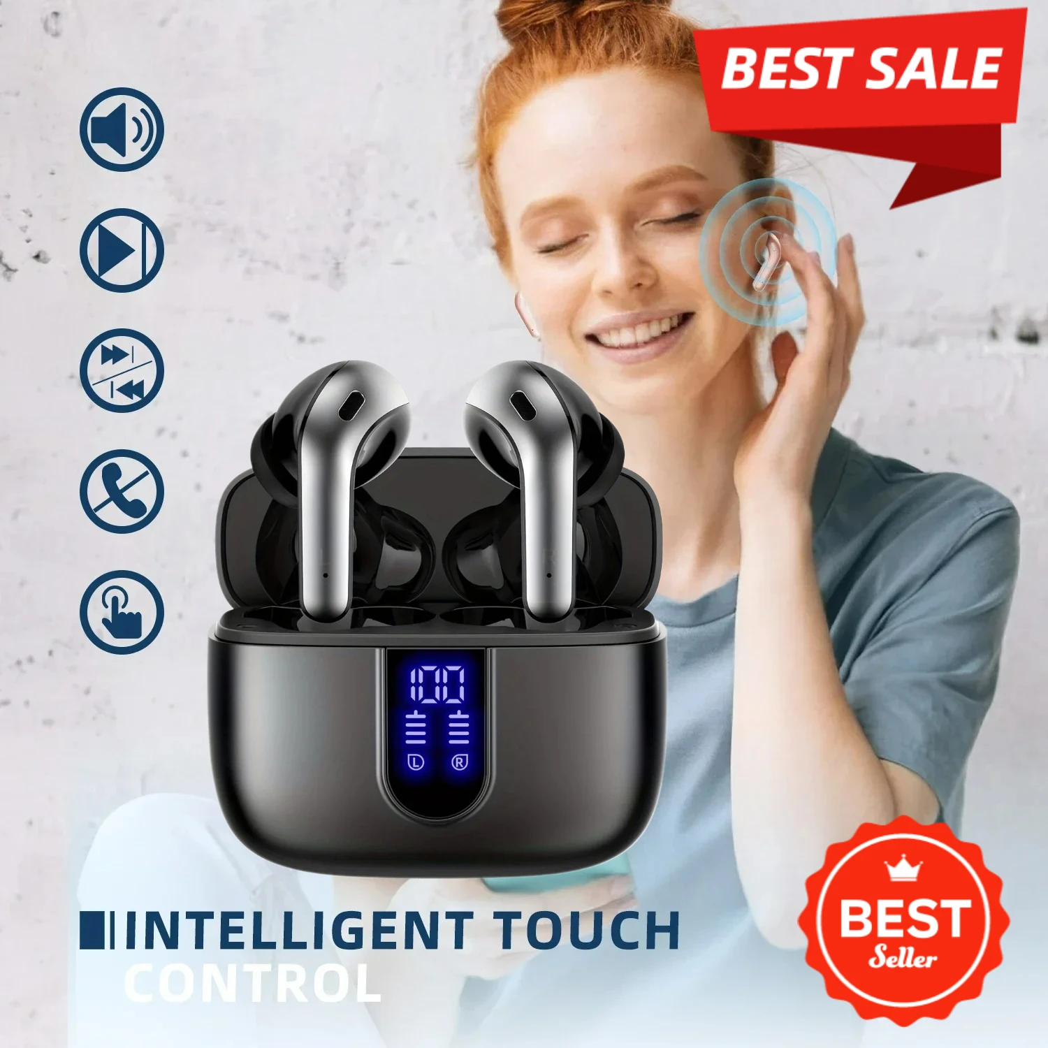 2026 Sport Wireless Earbuds Deep Bass Sound ANC Transparency Mode IPX7 Waterproof Secure Fit 30H Battery TWS Dual Connection