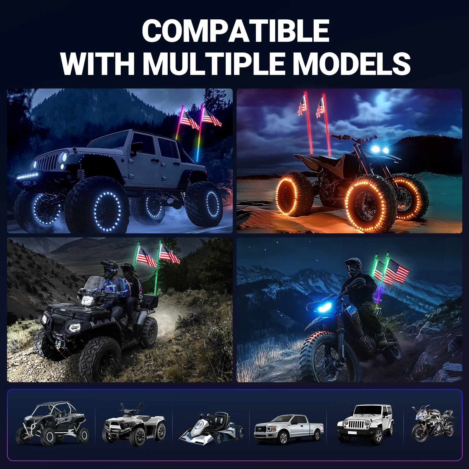 Waterproof LED Whip Light for Offroad ATV UTV RZR